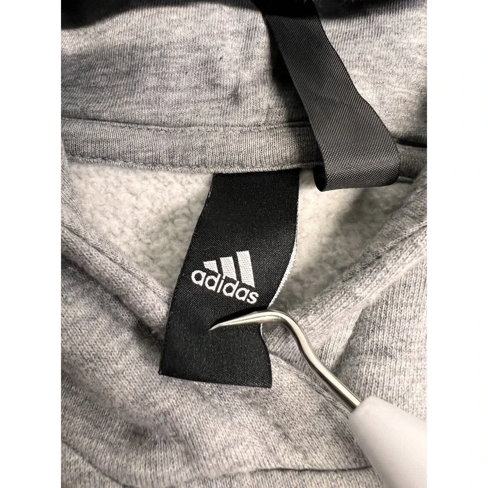Adidas Hoodie Sweatshirt Heather Gray Raglan Sleeve Blank Basic Sz M Streetwear